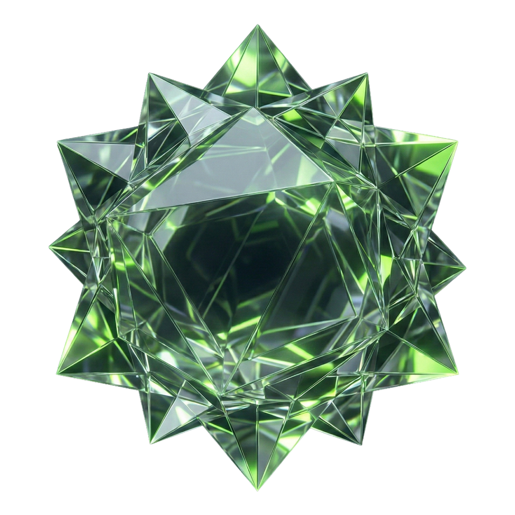 Virtanica hero visual — C2PA verified crystal geometric form representing digital trust and content provenance